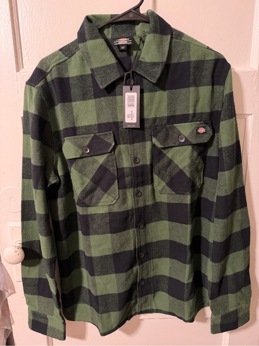 NWT Dickies Sacramento Flannel Shirt Green Tartan Plaid Men's Medium